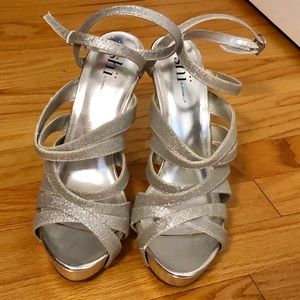 Silver glittered high heels